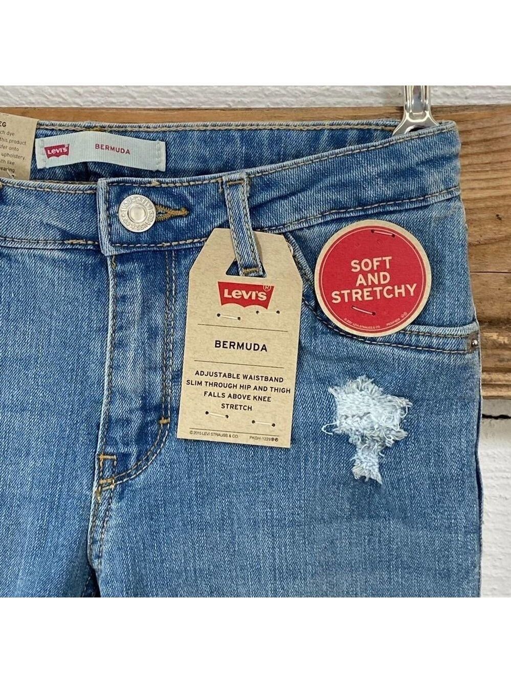 $59 Levi’s Jean Bermuda Shorts Distressed  10R NWT - Picture 2 of 6